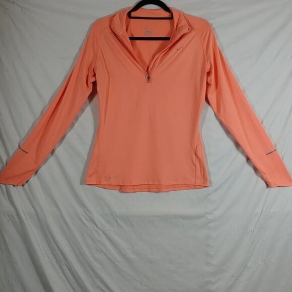 Nike Top Women's Peach Pink Quality Active Attire Dri-Fit Half Zipper Size M - Picture 1 of 7